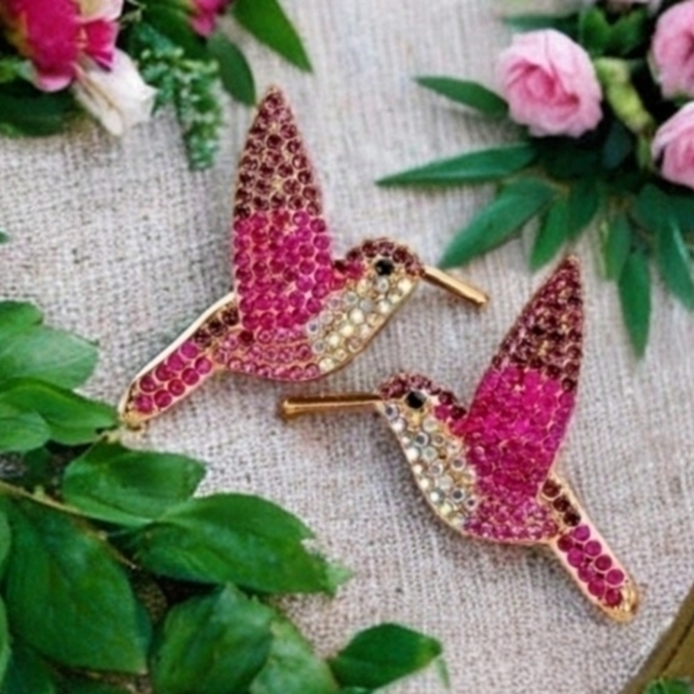 BOSTON PROPER JEWELED HUMMINGBIRD EARRINGS
